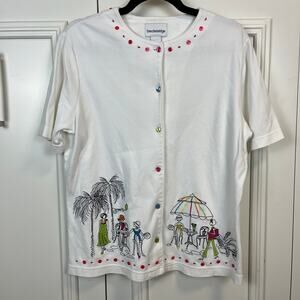 Breckenridge Embroidered Button Cardigan